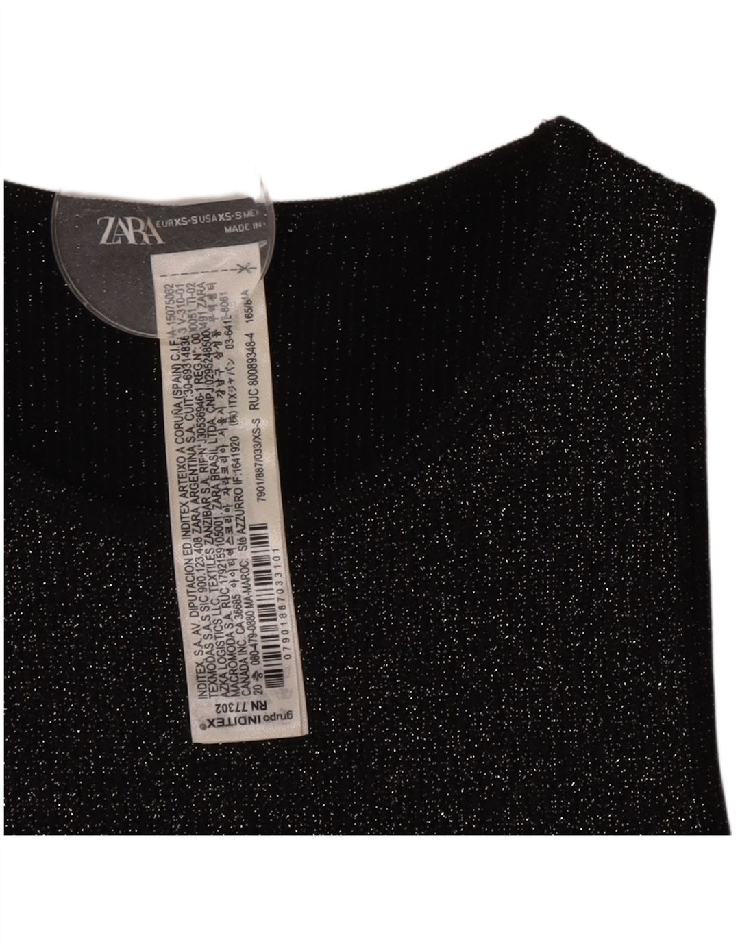 Crop Top fără mâneci pentru femei Zara UK 4 XS Poliester cu pete negru