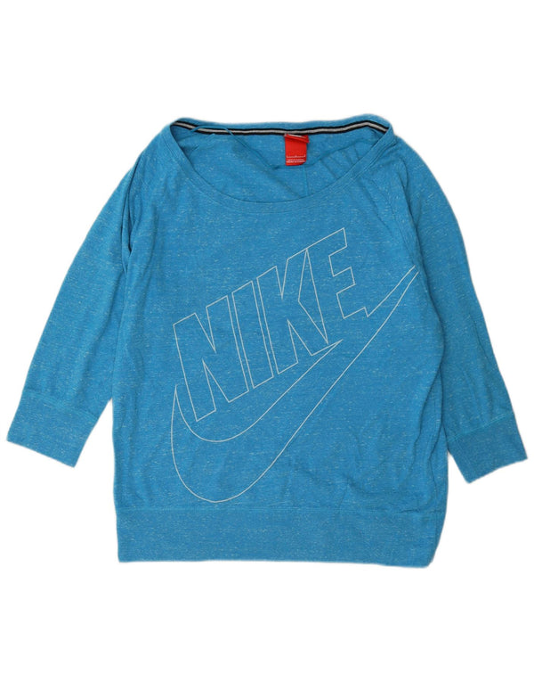Pulover Nike pentru femei cu mâneci 3/4 cu grafică, UK 16, mare, albastru, pete