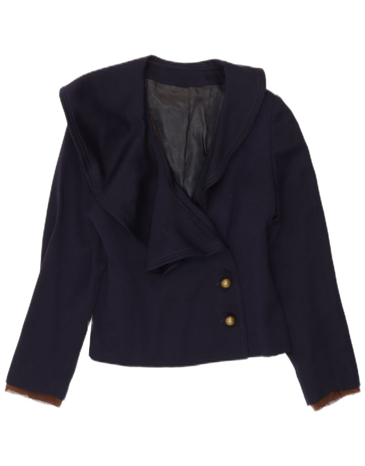 Blazer Vintage pentru femei cu 2 nasturi, UK 10, bleumarin, mic