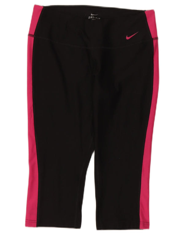 Leggings capri Nike Dri Fit pentru femei UK 14 Medium Black Colorblock Poliester