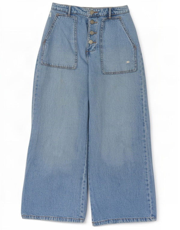 Blugi Zara Fete Distressed Wide Leg 13-14 Ani L26 L25 Albastru