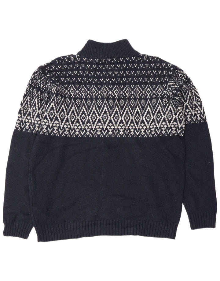 Pulover pentru bărbați Marks & Spencer, Blue Harbour, cu fermoar, cu gât, mare, bleumarin