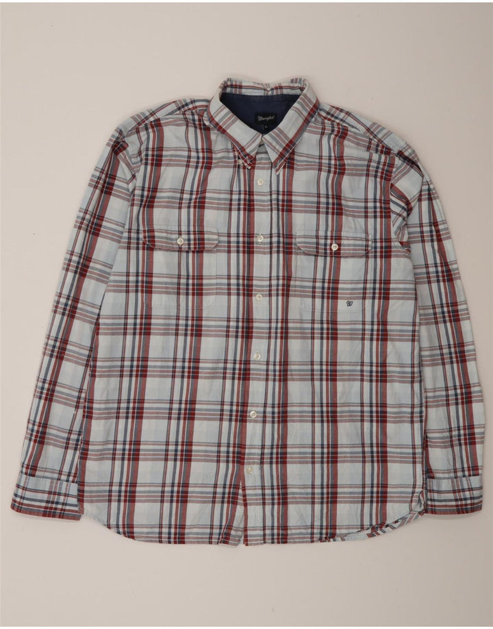 Cămașă pentru bărbați Wrangler XL, bumbac cu carouri albastre