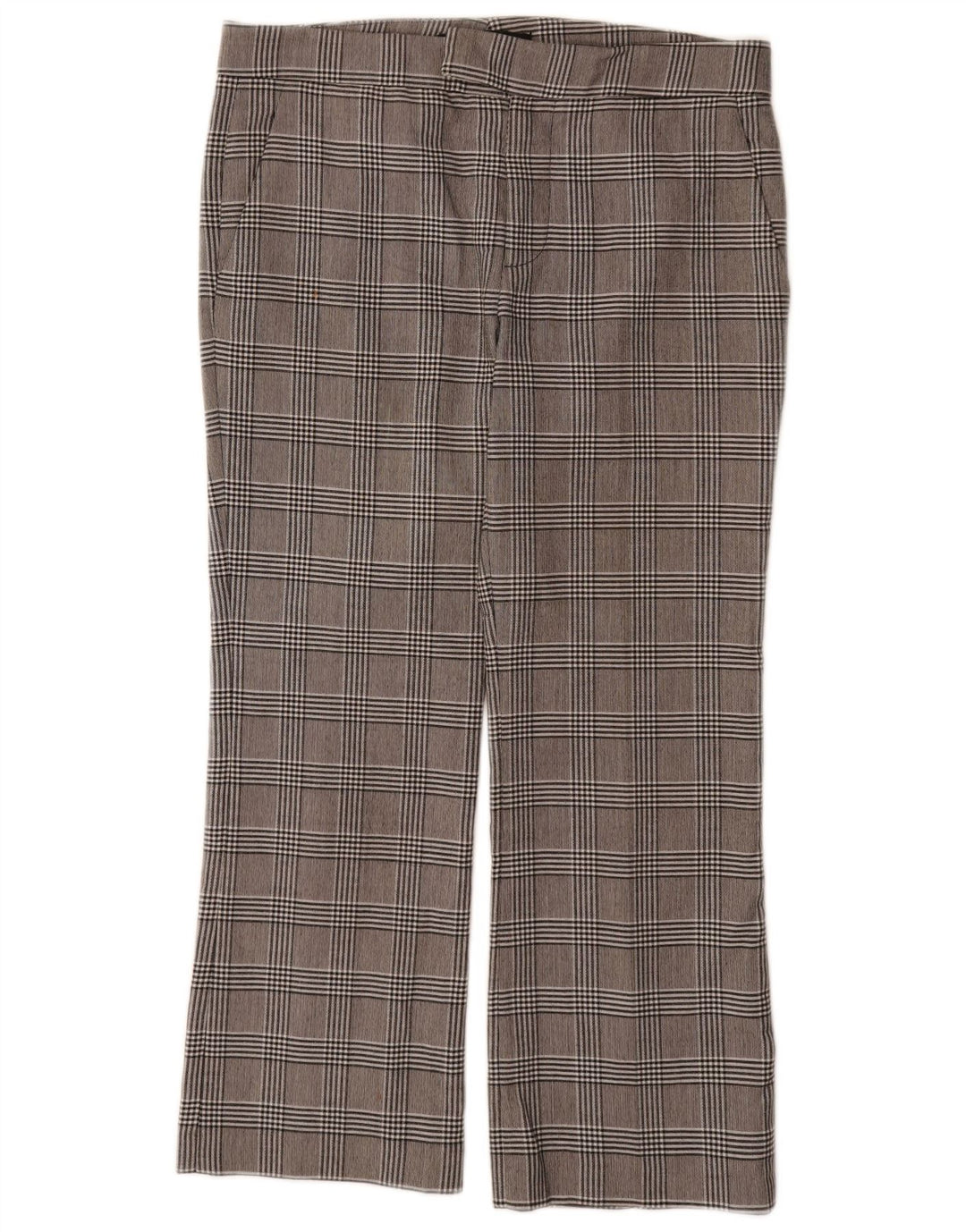 Pantaloni de costum drepți pentru femei Zara EU 38 Mici L32 L26 Poliester cu carouri gri