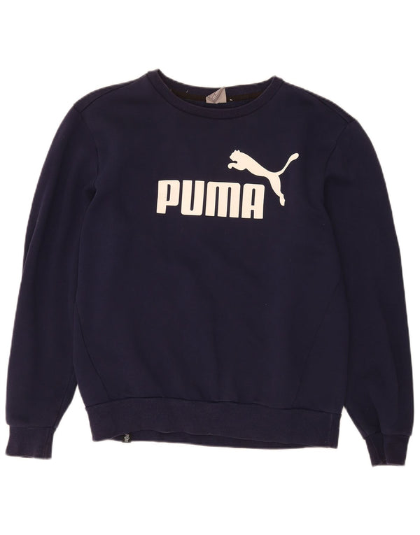 Puma Mens Graphic Sweatshirt Jumper Medium Navy Blue Cotton