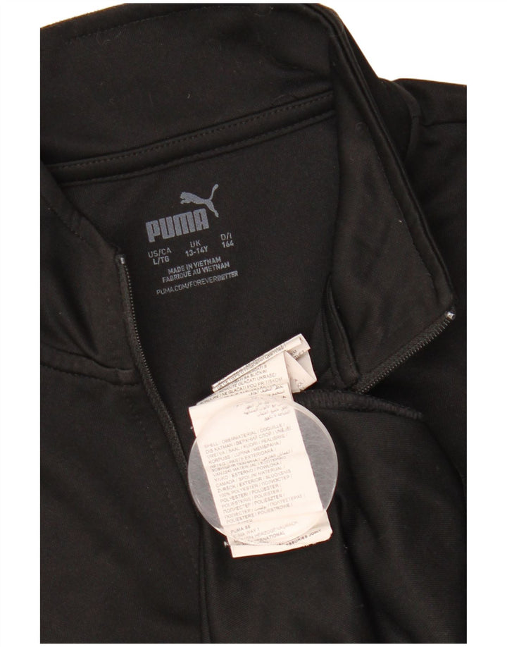 PUMA Boys Graphic Zip Neck Pullover Tracksuit Top 13-14 Years Black