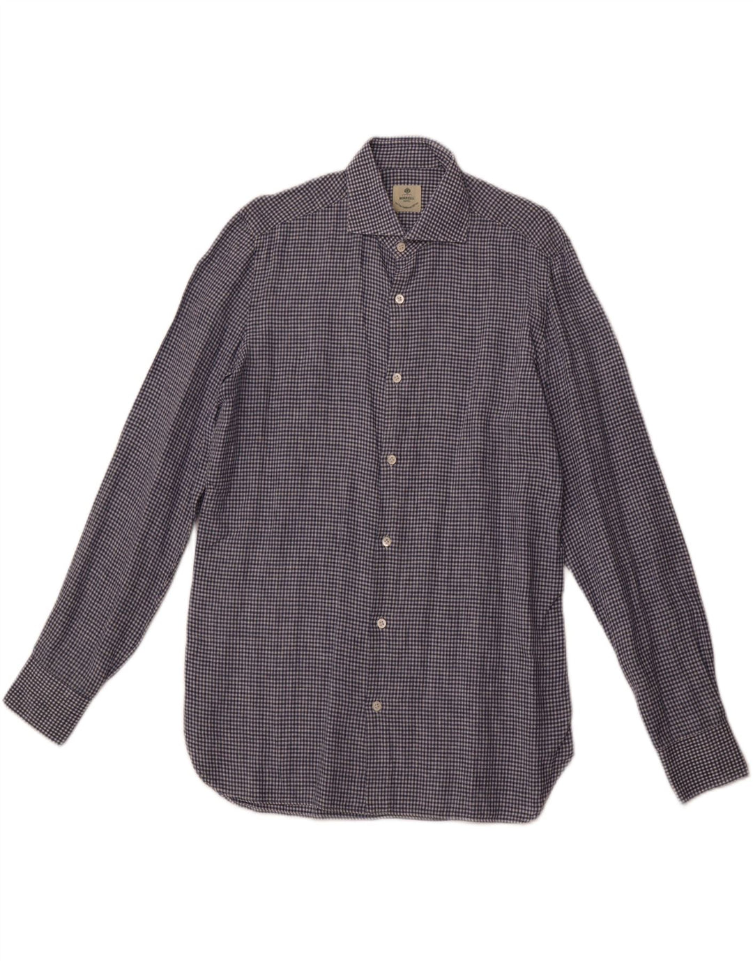 Cămașă pentru bărbați BORRELLI Mărimea 40 15 3/4 Medium Blue Gingham Bumbac