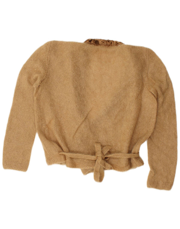 Pulover vintage cardigan crop supradimensionat pentru femei UK 16 mare bej