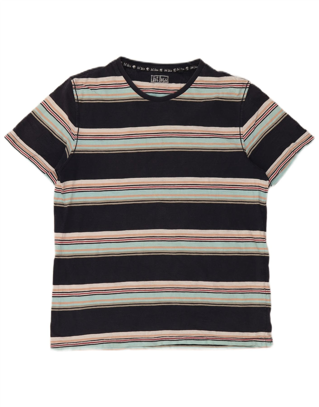 FAT FACE Tricou Bărbați Top Mediu Negru, Bumbac cu dungi