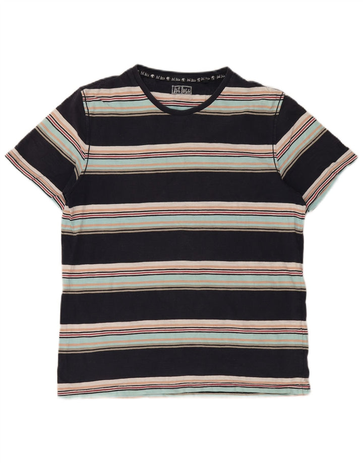 FAT FACE Tricou Bărbați Top Mediu Negru, Bumbac cu dungi