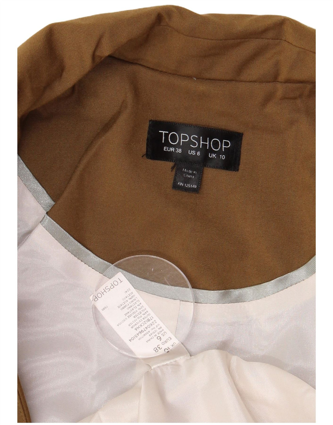 Topshop Jachetă Blazer oversized pentru femei UK 10 Mic Maro Poliester