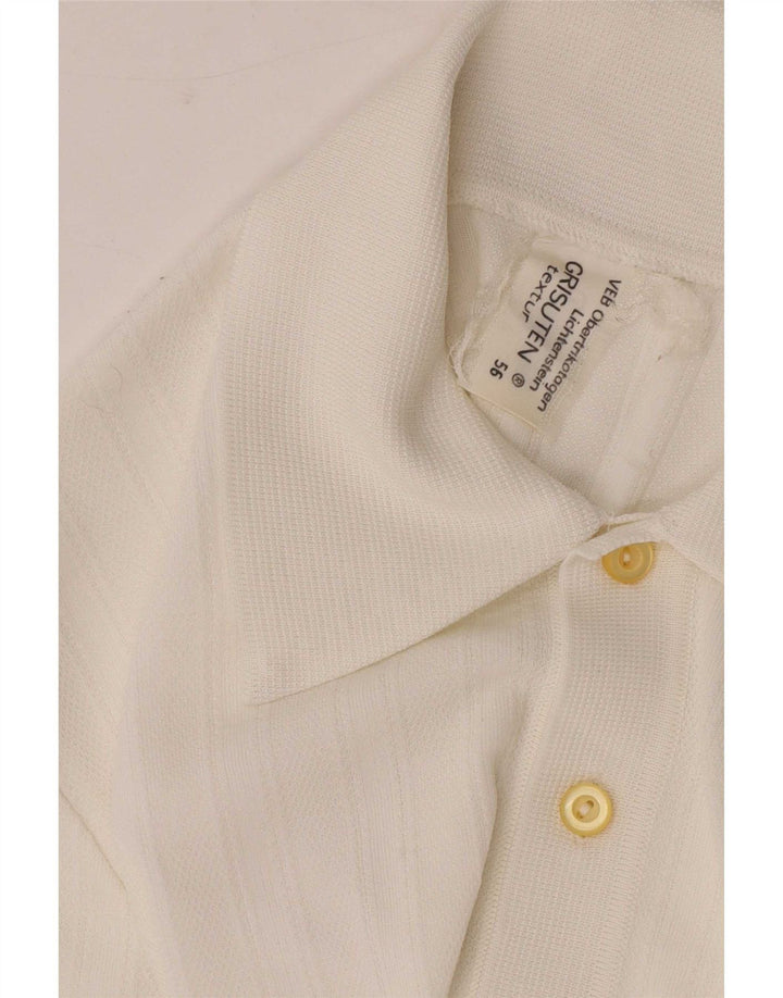 Tricou polo vintage pentru bărbați, alb mediu, sintetic