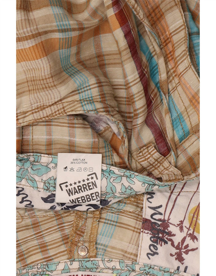 Pantaloni scurți cargo pentru bărbați Warren Webber XL W36 Beige Check Flax