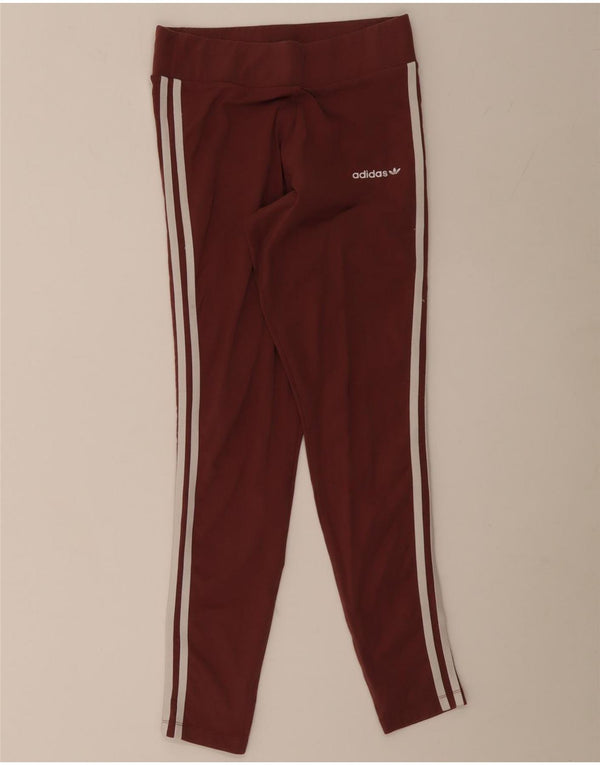 Leggings pentru femei Adidas UK 10 mic burgundy bumbac