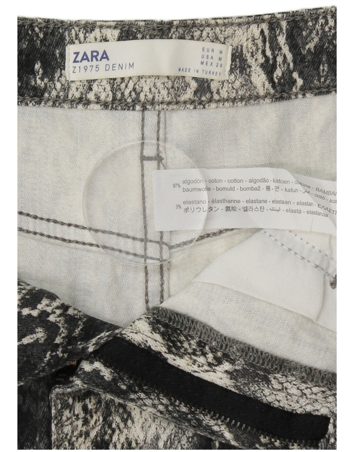 Fustă mini pentru femei ZARA Medium W30 Gri Animal Print Bumbac