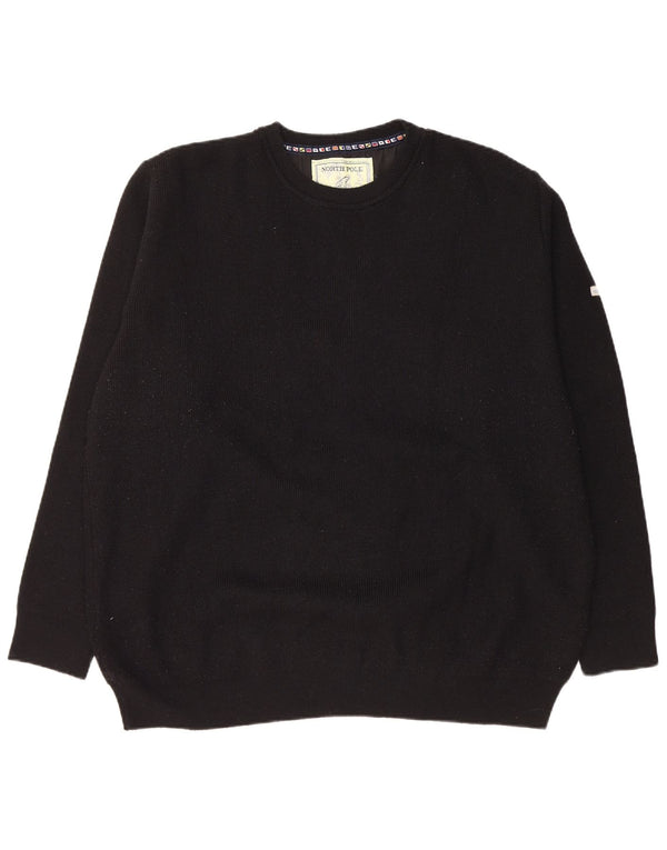 NORTH POLE Pulover pentru bărbați cu gât crew, 2XL, lână neagră