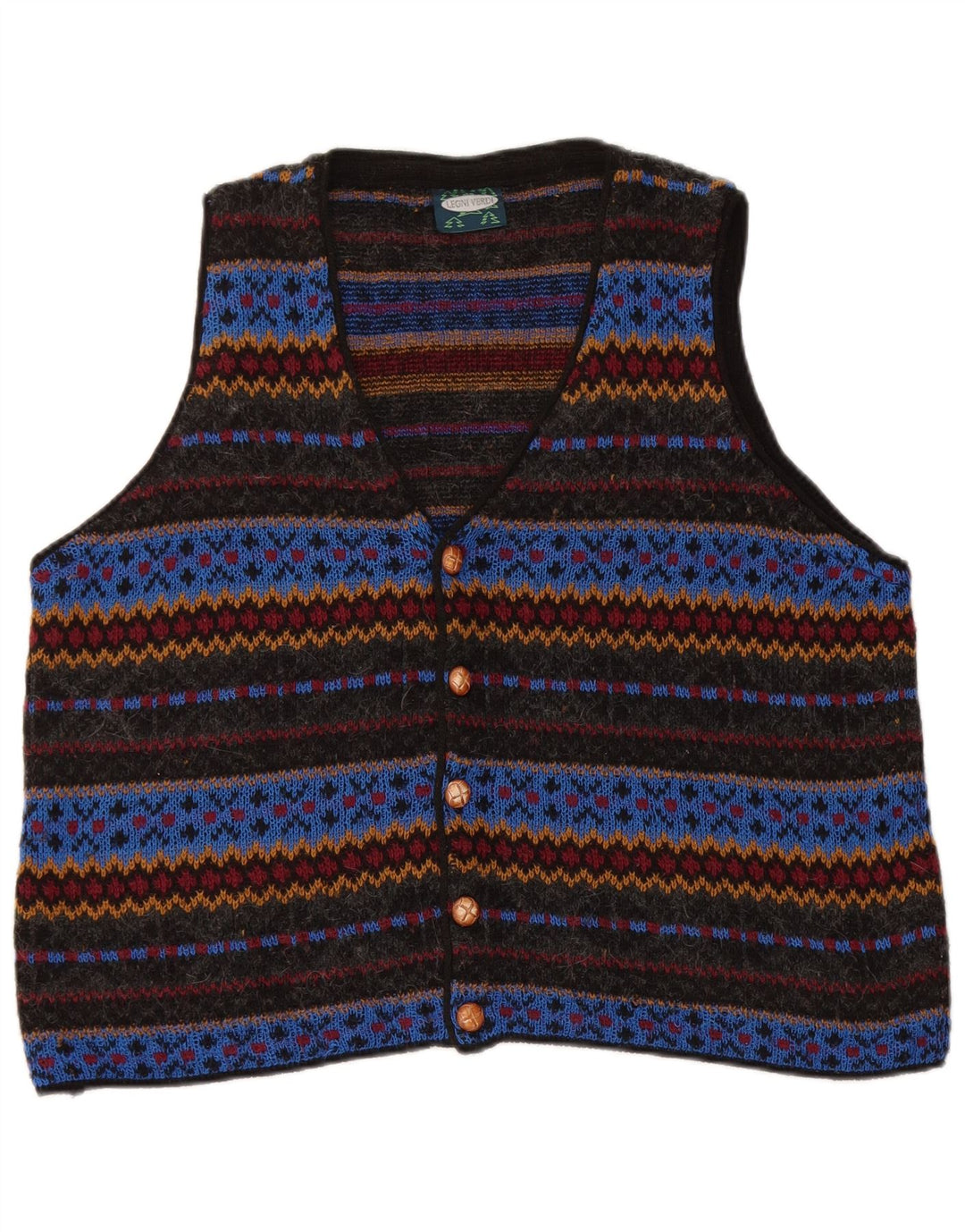 Vestă vintage pentru bărbați din tricot mare, multicoloră, geometrică