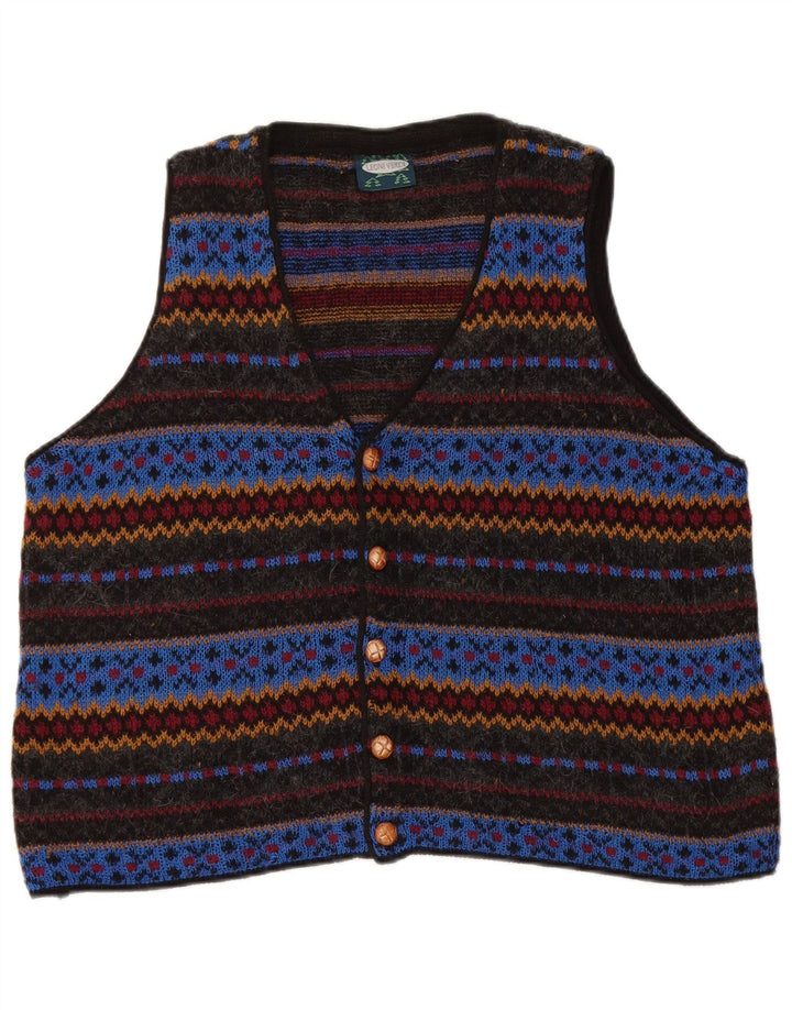Vestă vintage pentru bărbați din tricot mare, multicoloră, geometrică