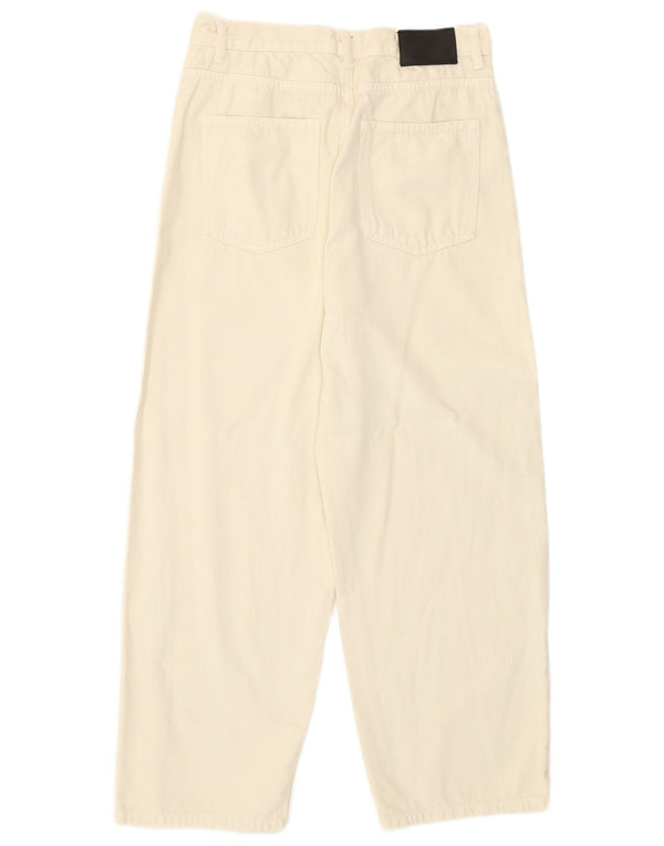 Stefanel Blugi largi cu talie înaltă pentru femei L28 L26 alb cadru