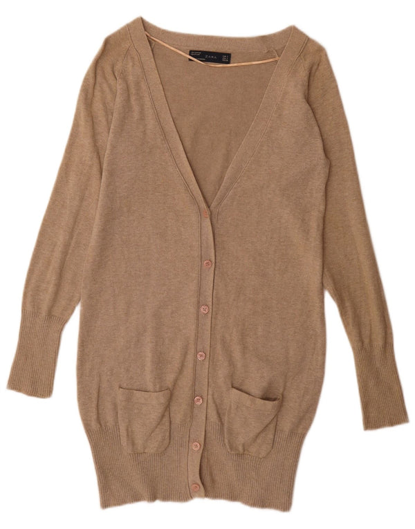 Pulover cardigan pentru femei Zara UK 10 mic, bej, bumbac