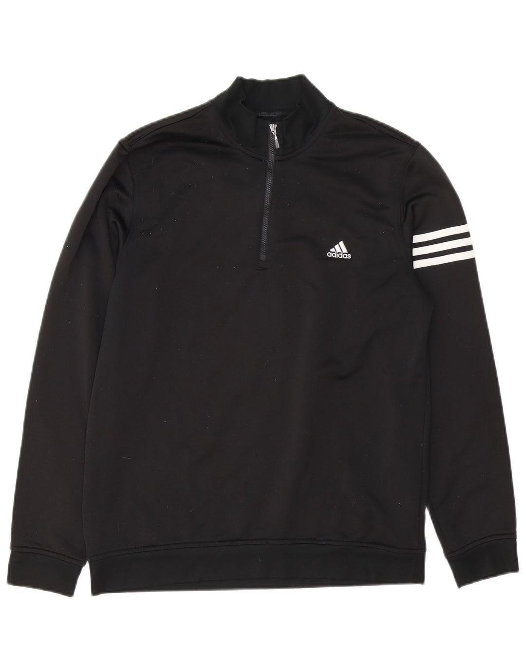 Pulover pentru bărbați Adidas Climalite, cu fermoar și gât, poliester mediu negru