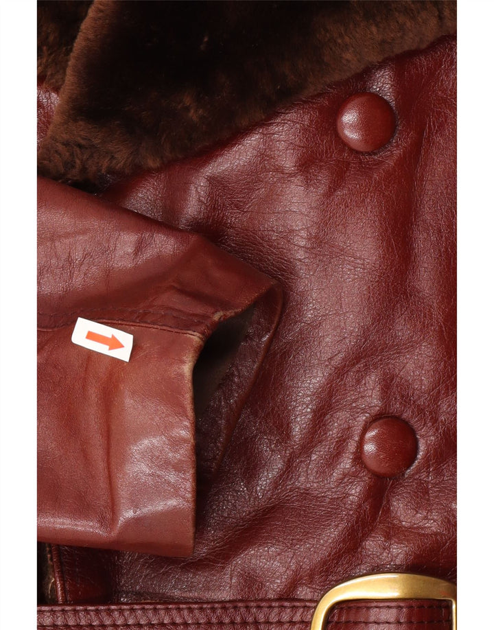 Palton din piele de shearling vintage pentru bărbați UK 38 din piele maro medie