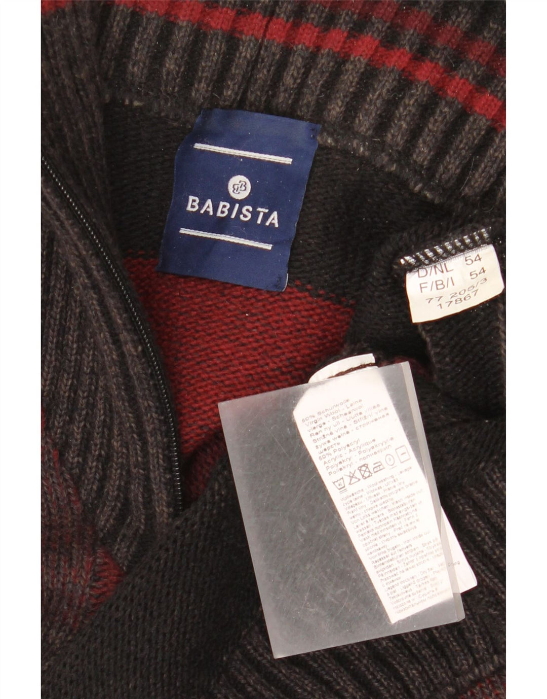 Pulover BABISTA pentru bărbați, cu fermoar, cu gât, IT 54 XL, cu dungi multicolore