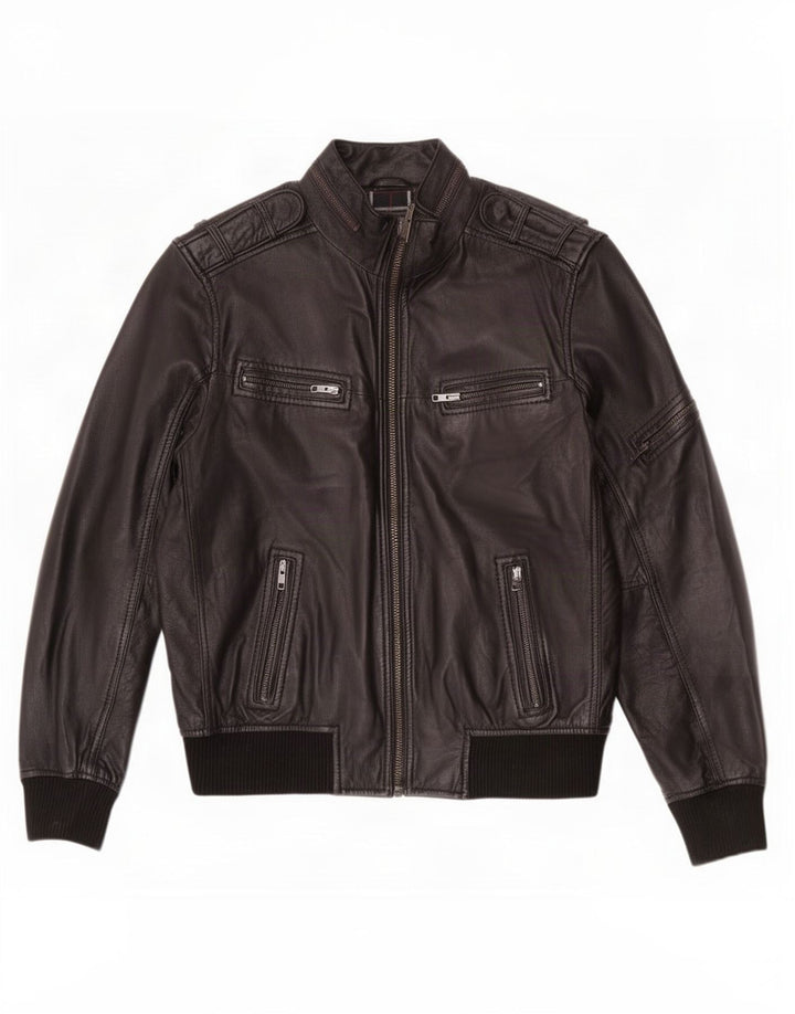 Jachetă militară din piele BARNEYS pentru bărbați UK 38 Medium Black