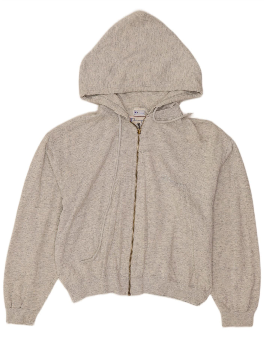 Pulover pentru femei CHAMPION Crop Zip Hoodie UK 14 Medium Grey Flecked