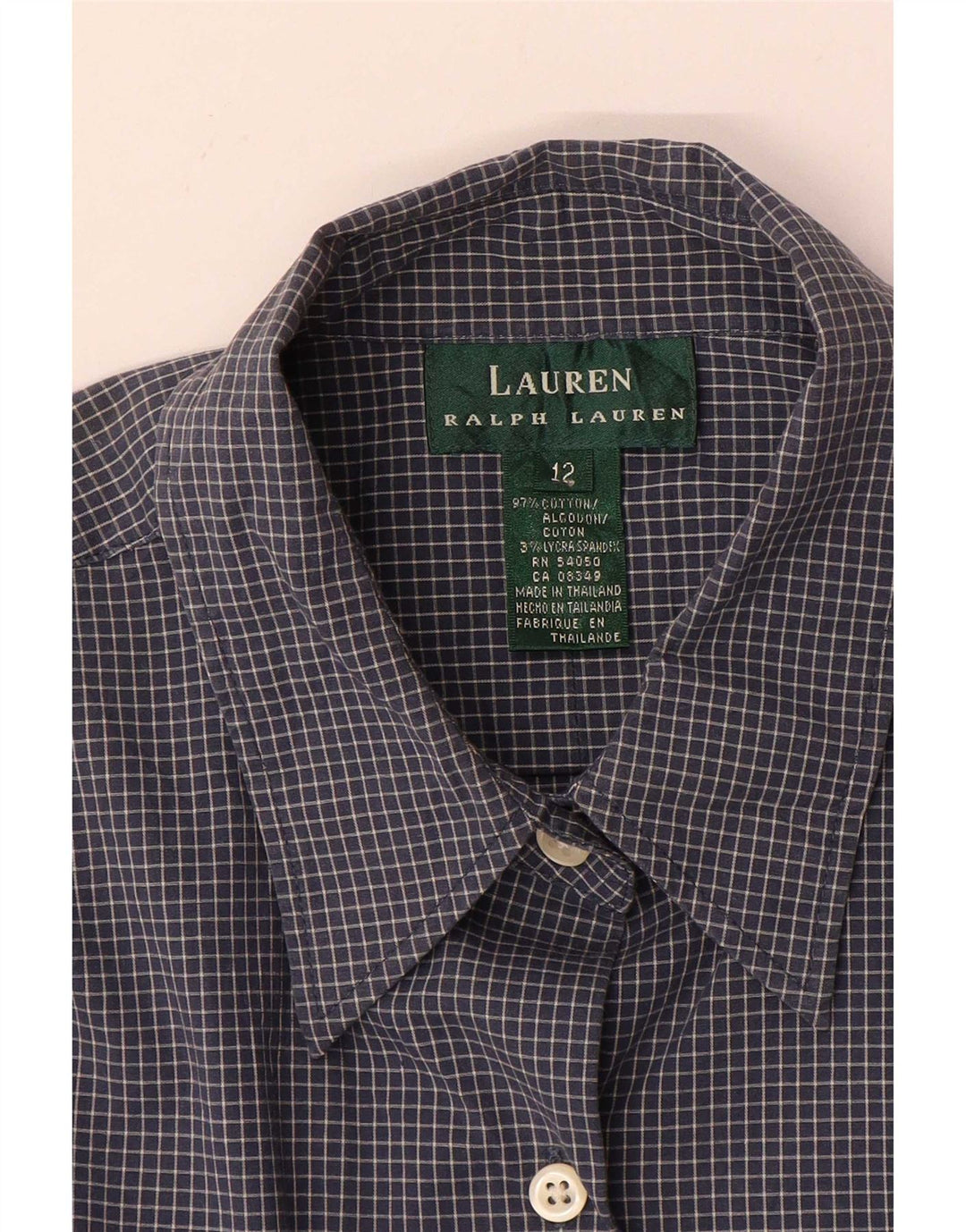 Cămașă pentru femei Ralph Lauren US 12 mare din bumbac cu carouri bleumarin