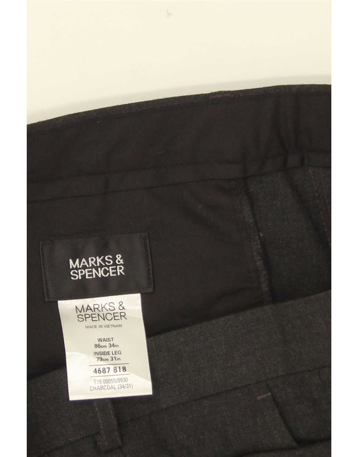 Pantaloni de costum pentru bărbați Marks & Spencer L34 L31 poliester gri