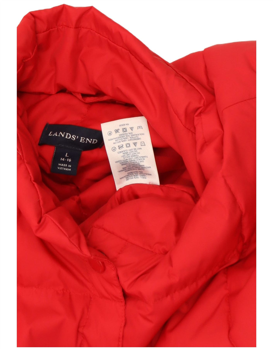 Gilet căptușit pentru femei Lands End UK 16 Large Red Nylon