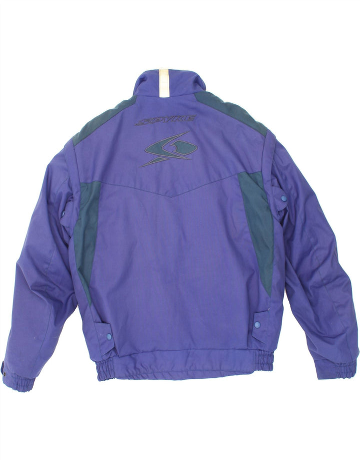 SPYKE Mens Graphic Biker Jacket UK 38 Medium Blue Polyamide Vintage Spyke and Second-Hand Spyke from Messina Hembry 