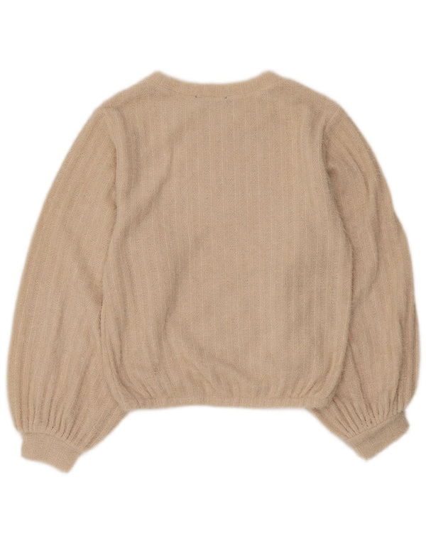 Pulover pentru damă Zara, cu gât turnut, UK 10, poliester cu dungi mici, bej