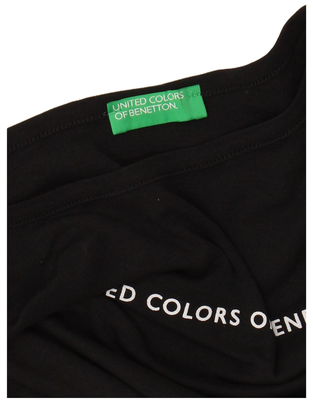 BENETTON Top grafic pentru femei cu mâneci 3/4 UK 8 Small Black