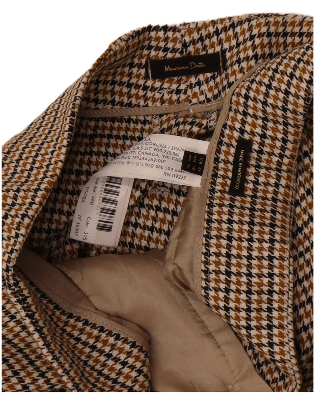 Pantaloni chino Massimo Dutti pentru femei EU 42 Large W32 L32 Brown Houndstooth