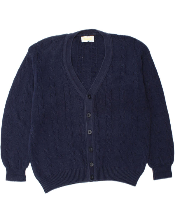 Pulover cardigan pentru bărbați BENETTON, cu croiala lejeră, mic din bumbac bleumarin