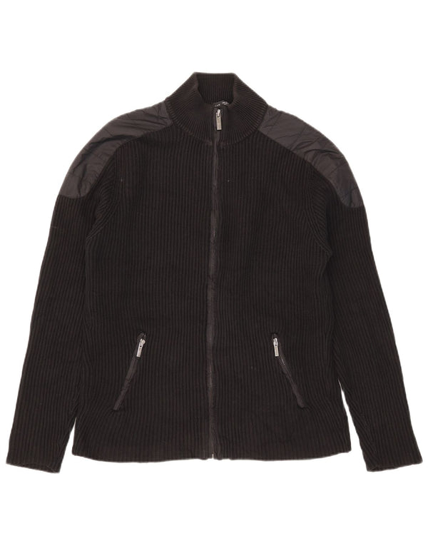 Pulover cardigan pentru bărbați Zara, bumbac color bloc negru mediu