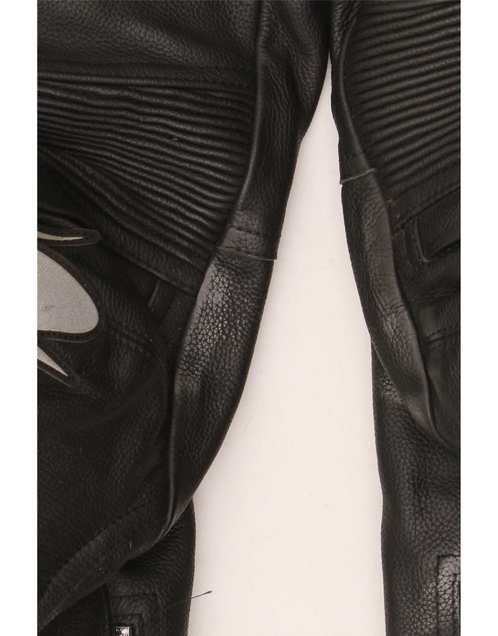Spyke Pantaloni din piele grafică pentru motocicletă pentru bărbați IT 48 Medium W30 L28 Negru