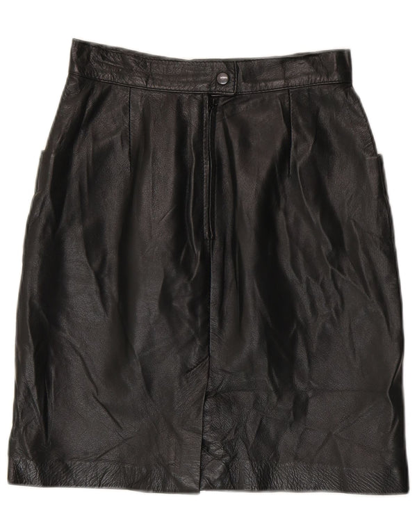 Fusta din piele vintage pentru femei cu talie înaltă IT 42 Medium W24 Negru