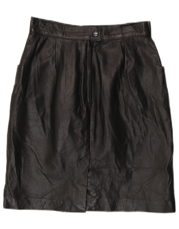 Fusta din piele vintage pentru femei cu talie înaltă IT 42 Medium W24 Negru