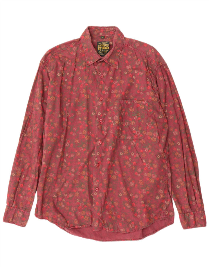 Cămașă pentru bărbați VINTAGE, bumbac floral, roz mediu