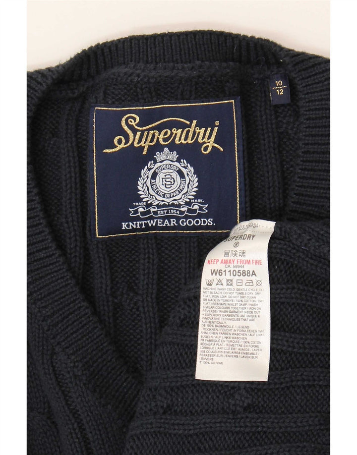 Pulover supradimensionat cu decolteu în V Superdry pentru femei UK 10 Mic bleumarin