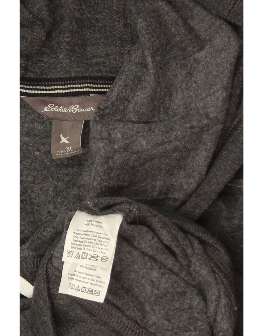 EDDIE BAUER Pulover cu glugă pentru bărbați XL bumbac gri