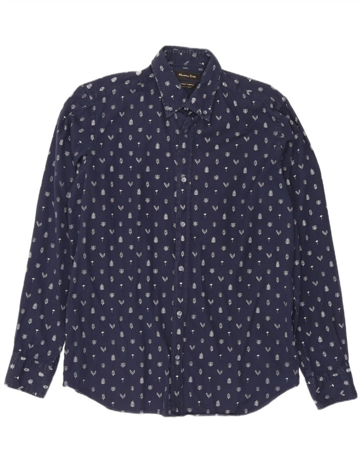 Cămașă Massimo Dutti Bărbați Mediu Bleumarin Floral