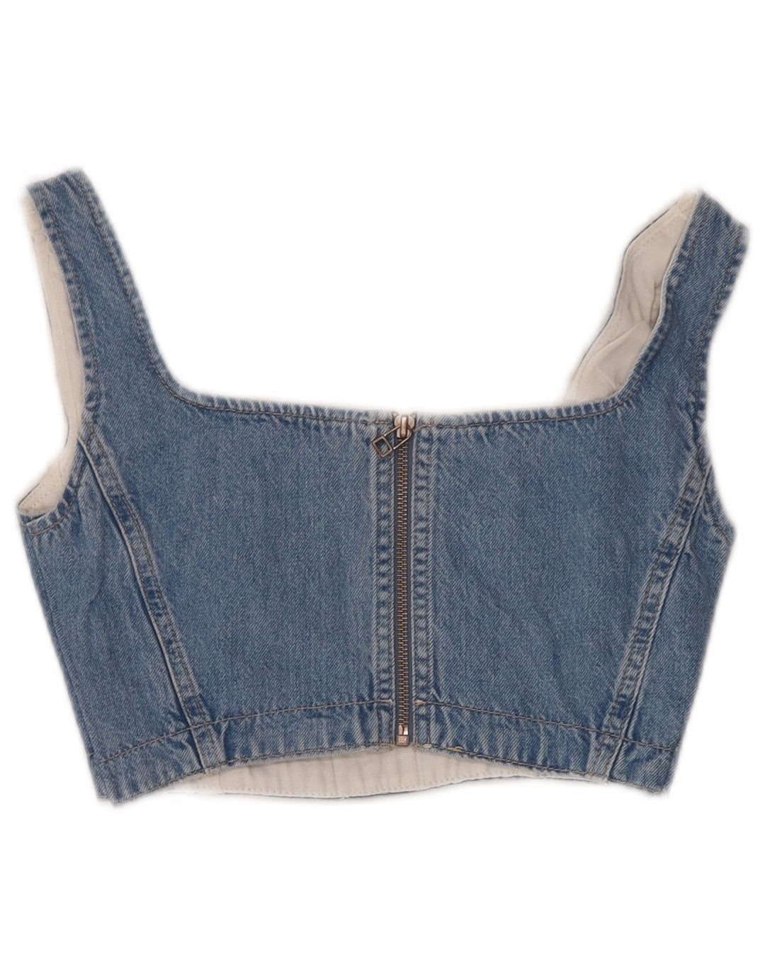 CALVIN KLEIN JEANS Crop Top denim fără mâneci pentru femei UK 6 XS Albastru