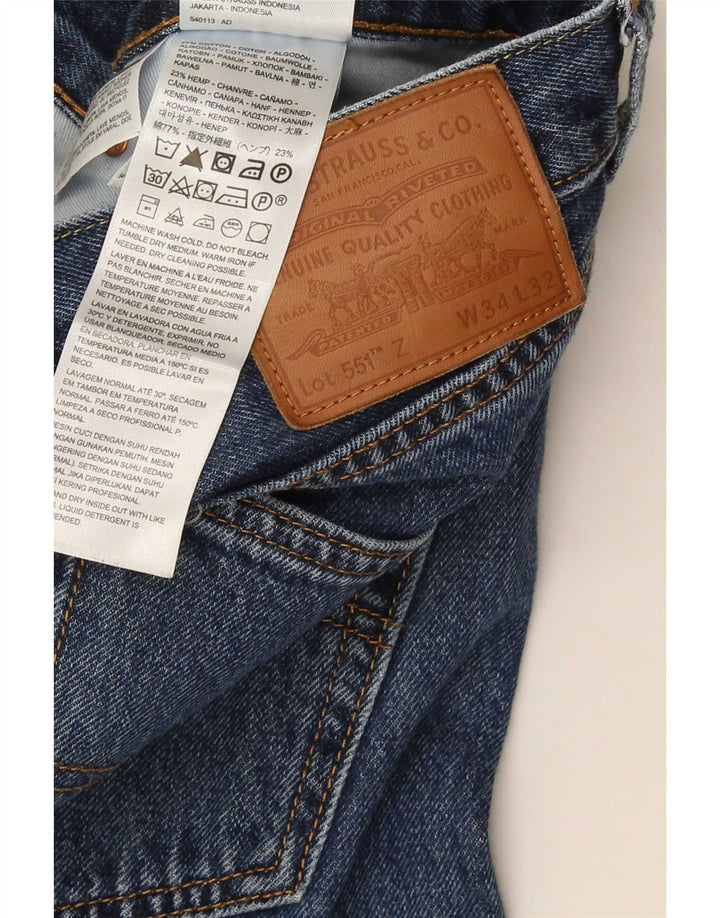 Blugi drepti pentru bărbați Levi's 551 W34 L29 Bumbac albastru