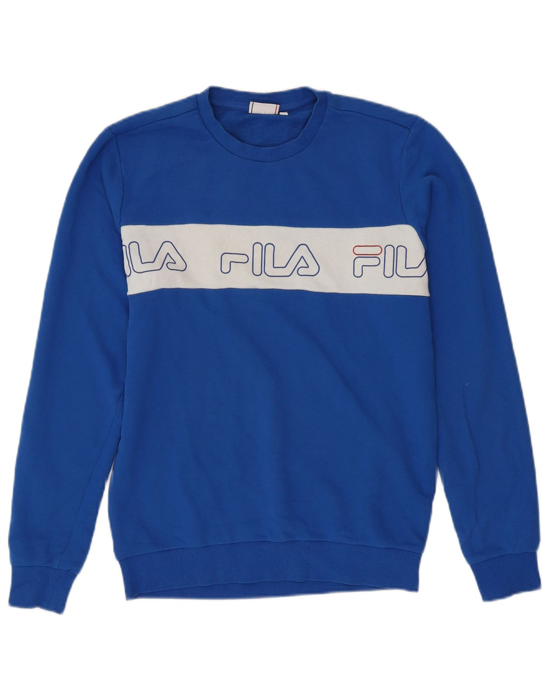 Pulover pentru bărbați FILA, cu grafică, din bumbac colorblock, albastru mediu