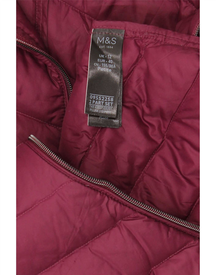 Palton căptușit cu glugă pentru femei Marks & Spencer UK 12 Medium Burgundy Poliamidă