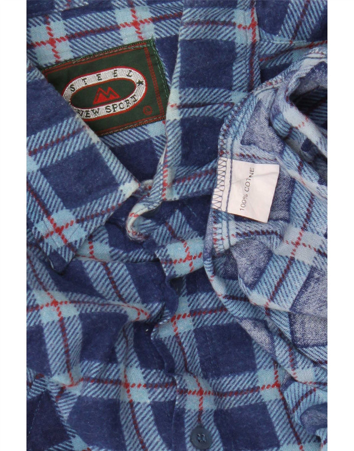 Cămașă de flanel pentru bărbați vintage din bumbac cu carouri albastre mari